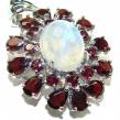 Rainbow Moonstone Genuine Fire Moonstone .925 Sterling Silver handcrafted pendant