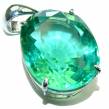 Superior quality 15.2 carat Fresh Green Topaz  .925 Sterling Silver Pendant