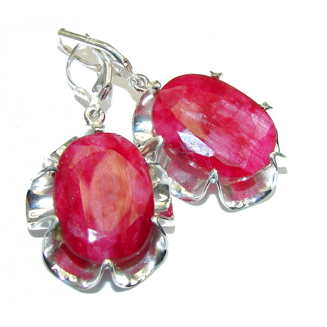 Natural Beauty Pink Ruby Sterling Silver earrings