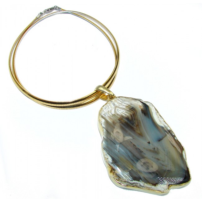 Huge! AAA Fashion Beauty Agate ,Two Tones Sterling Silver necklace