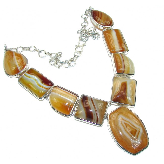 Dainty Daisy!! Brown Botswana Agate Sterling Silver necklace