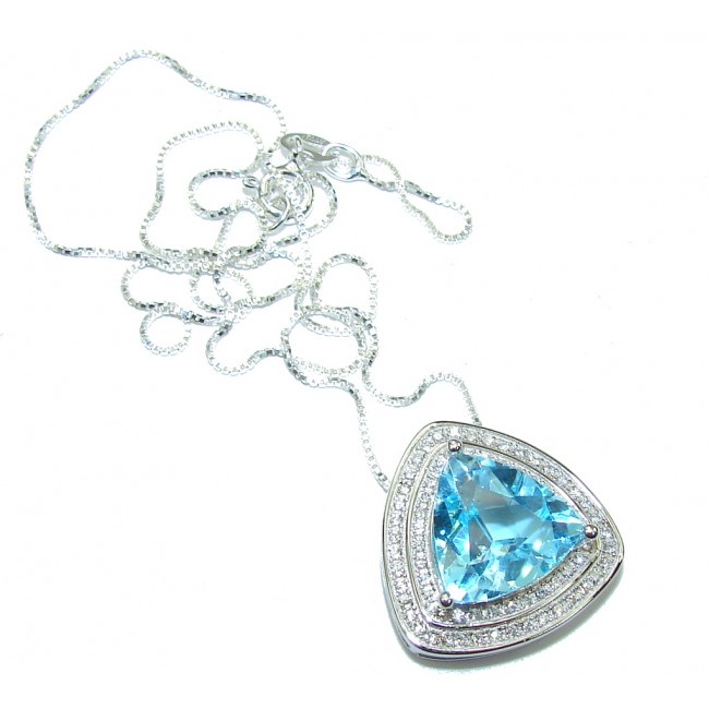 Genuine AAA Swiss Blue Topaz & White Topaz Sterling Silver necklace