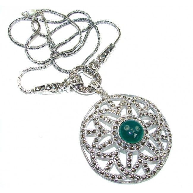 Vintage Style! Marcasite & Agate Sterling Silver necklace