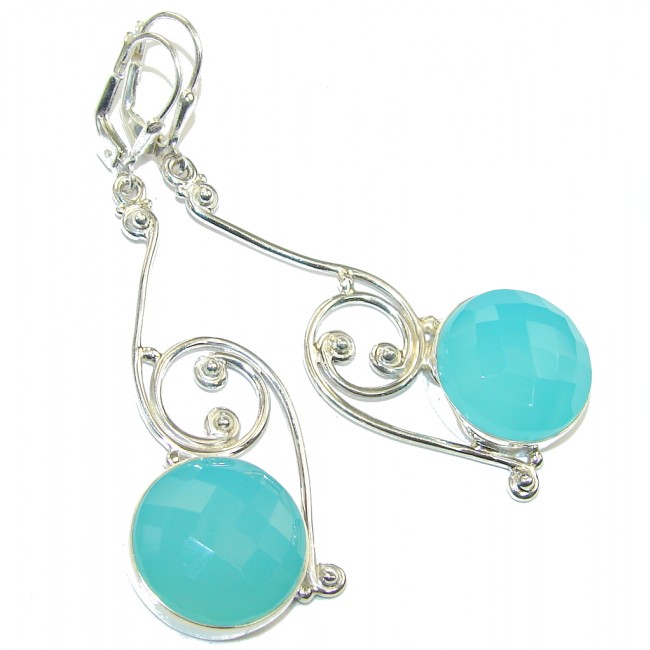 Created LIght Blue Aquamarine Sterling Silver Earrings