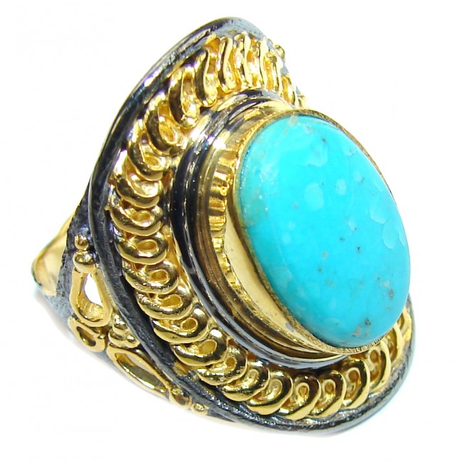 Sleeping Beauty Turquoise Gold Plated, Rhodium Plated Sterling Silver ring s. 8