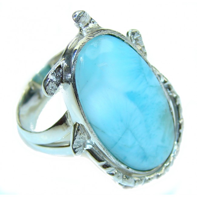 Precious Aqua! Blue Larimar Sterling Silver Ring s. 6 1/2