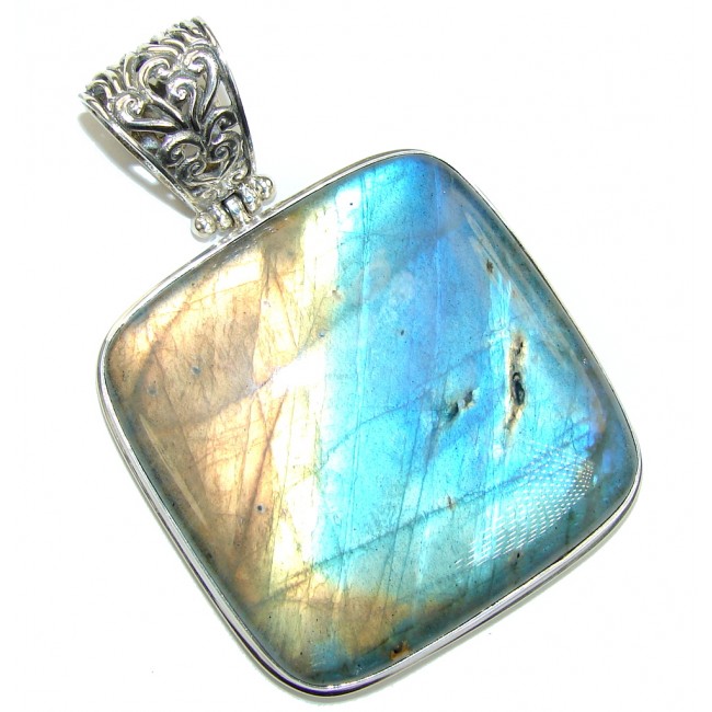 A Spell of Intuition AAA Blue Fire Labradorite Sterling Silver Pendant