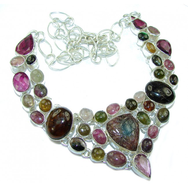 Maya Dreams!! Multicolor Tourmaline Sterling Silver necklace