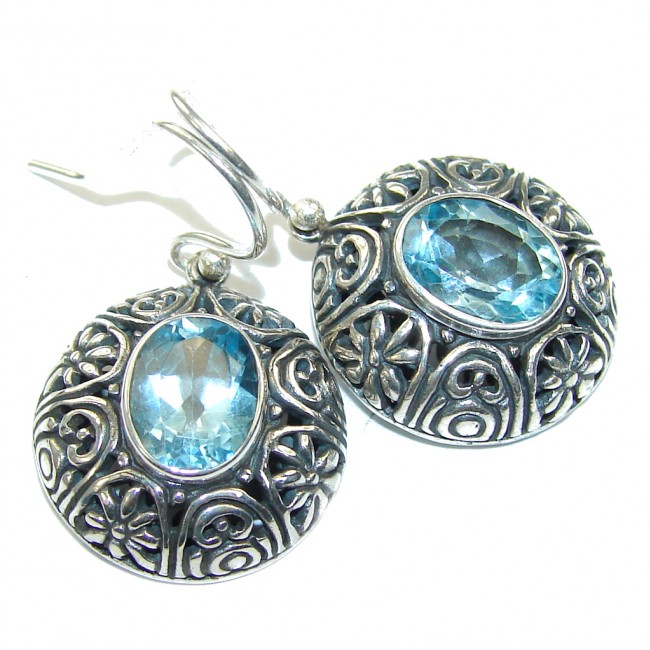 Delicate Swiss Blue Topaz Sterling Silver earrings