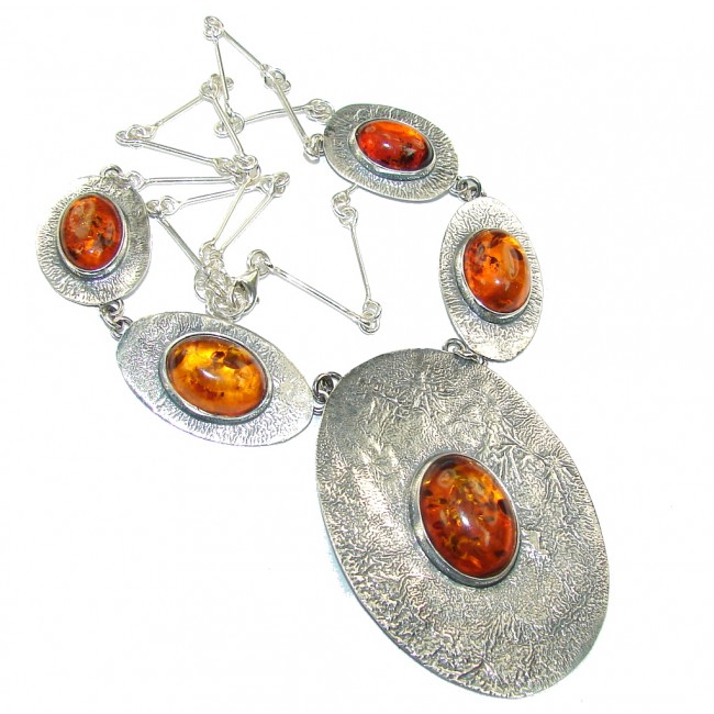 Chunky Back to Natura AAA Baltic Polish Amber Sterling Silver necklace
