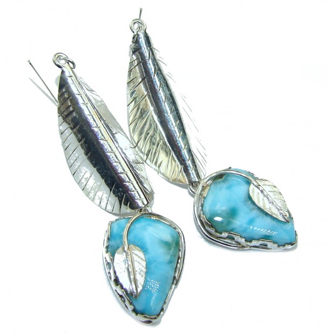 Summer Time! AAA Blue Larimar Sterling Silver earrings / Long