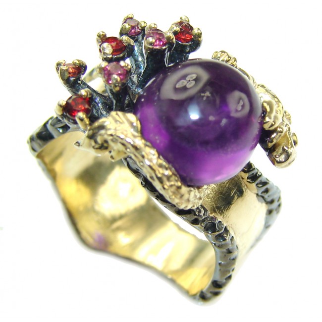 Lavender Garden Amethyst, Gold Plated, Rhodium Plated Sterling Silver Ring s. 7 1/4