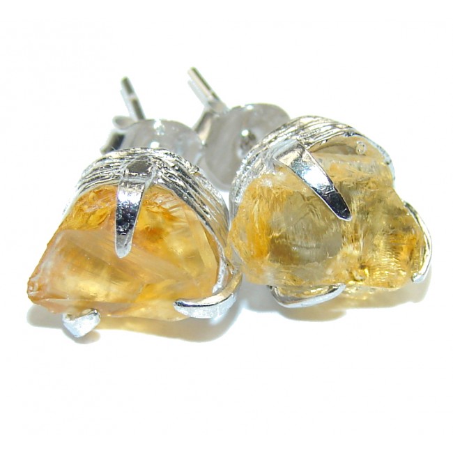 Perfect! Rough Yellow Citrine Sterling Silver earrings