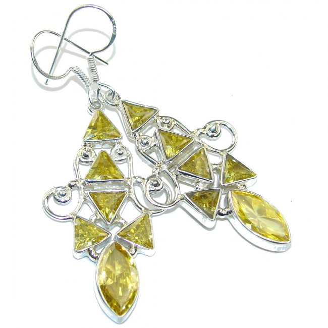 Delicate Created Yellow Citrine Sterling Silver earrings