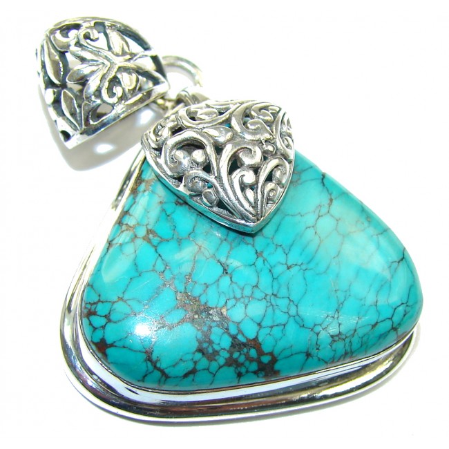 Bali Style Blue Turquoise Sterling Silver Pendant