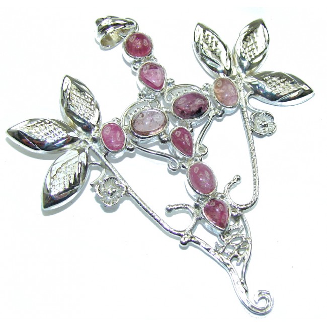 Big! Exotic Style Pink Tourmaline Sterling Silver Pendant