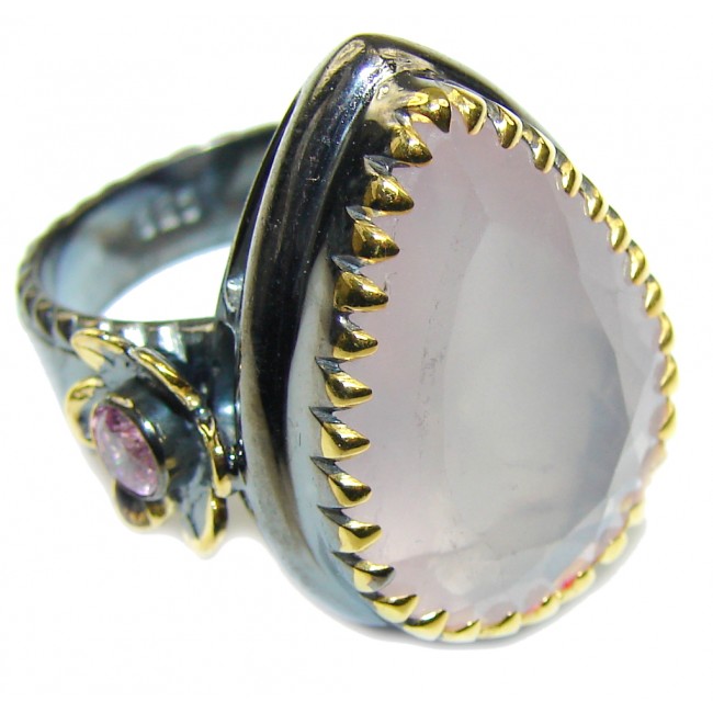 Vintage Looking AAA Rose Quartz Sterling Silver Ring s. 8