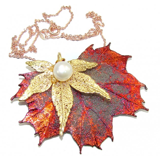 Big! Stylish Leaf Deep In Copper Sterling Silver necklace