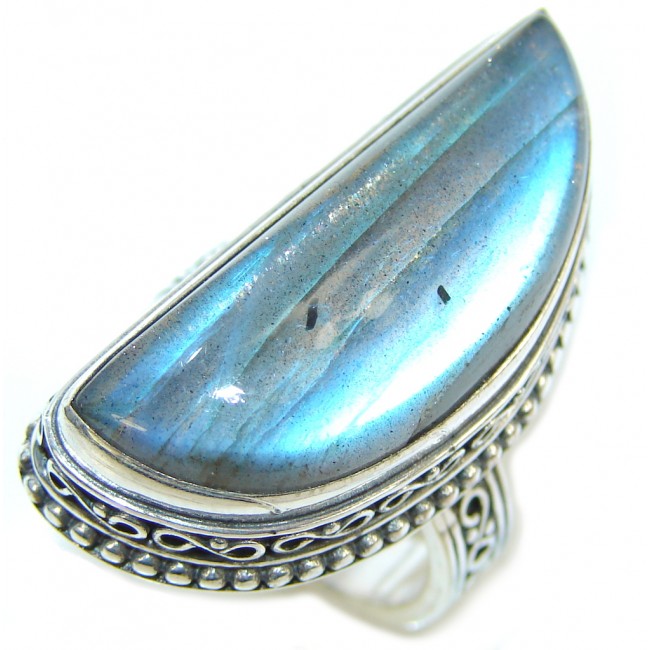 Captured Fire AAA Labradorite Sterling Silver Ring s. 7