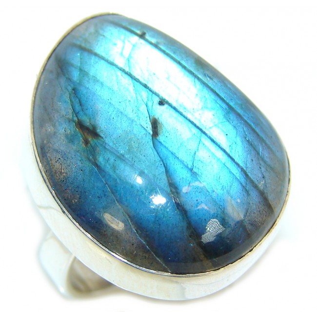 Real AAA Blue Fire Labradorite Sterling Silver ring s. 7