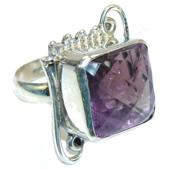Happy Life Purple Amethyst Sterling Silver ring s. 11