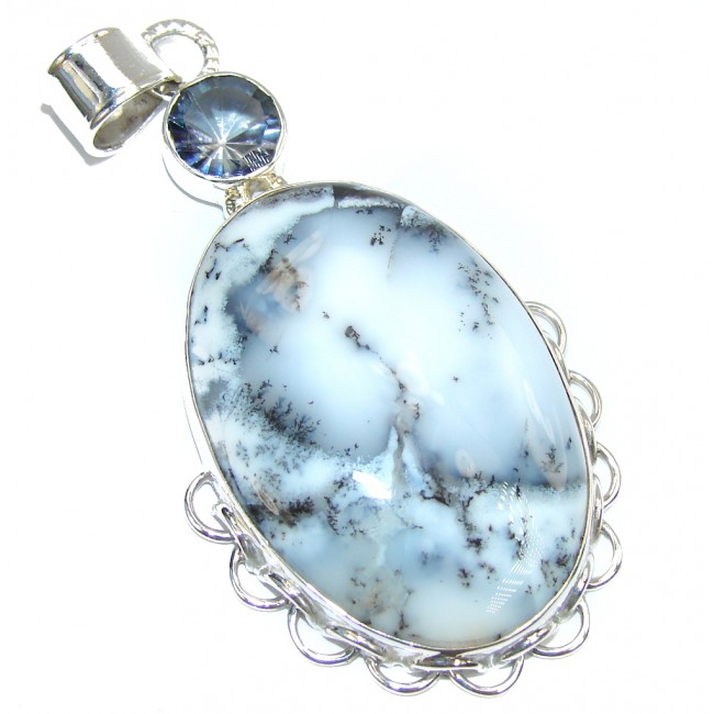 Snow Falling AAA Dendritic Agate Sterling Silver Pendant
