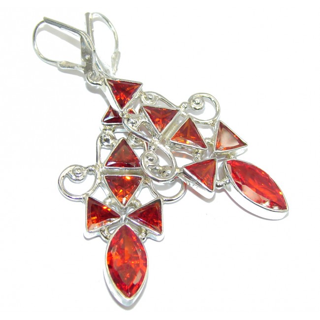 Lovely Red Garner Quartz Sterling Silver earrings