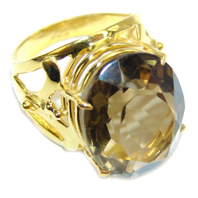 Exclusive AAA Champagne Topaz, Gold Plated Sterling Silver ring s. 7 1/4