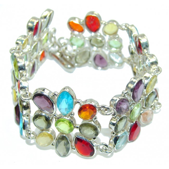 Aura Of Beauty! Multicolor Quartz Sterling Silver Bracelet