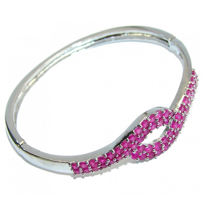 Delicate Beauty AAA Pink Ruby Sterling Silver Bracelet / Cuff