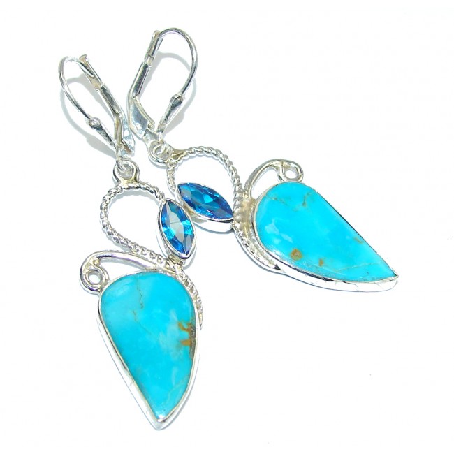 Perfect! Sleeping Beauty Blue Turquoise & London Blue Topaz Sterling Silver earrings