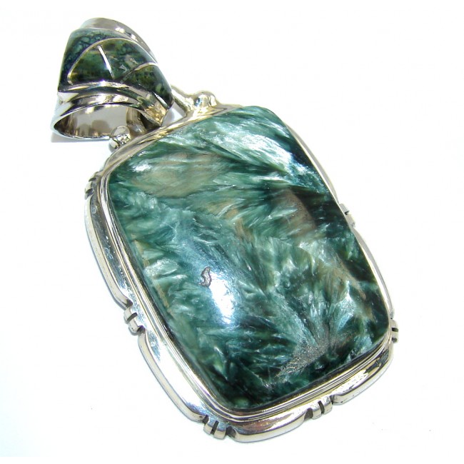 Amazing AAA Green Seraphinite Sterling Silver Pendant
