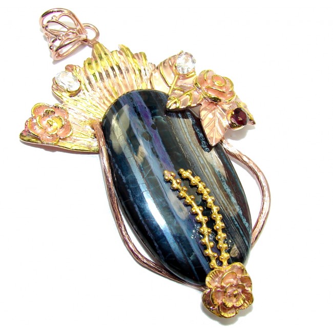 Big! Awesome Color Of Purple Sugalite, Rose & Gold Plated Sterling Silver Pendant
