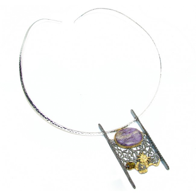One of The Kind Purple Siberian Charoite Sterling Silver handmade Necklace