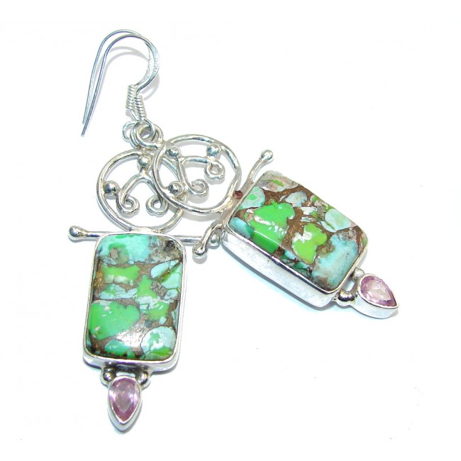 Fresh Island Green Turquoise Sterling Silver earrings