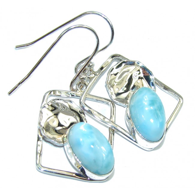 Genuine AAA Blue Larimar Sterling Silver earrings