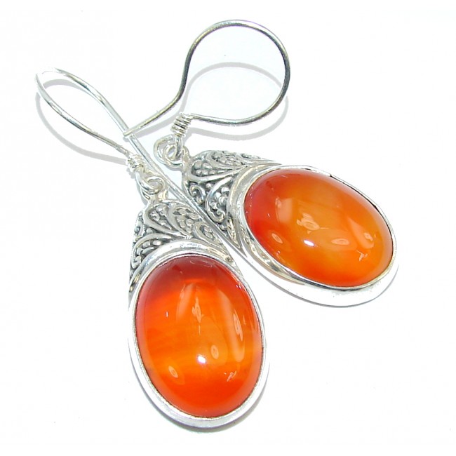 Simple Orange Carnelian Sterling Silver earrings