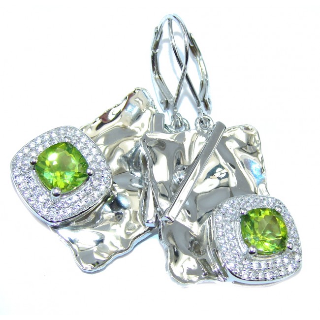 Beautiful Green Peridot & White Topaz Sterling Silver earrings