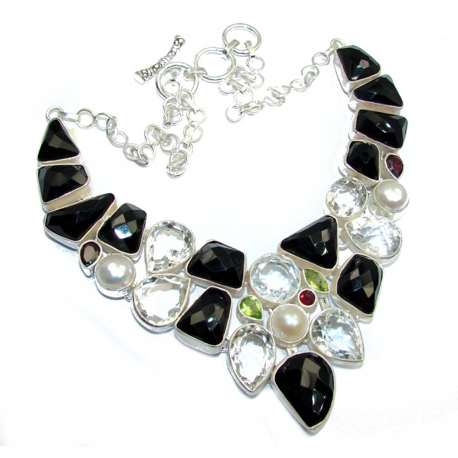 Black Whisper Black Onyx & White Topaz Sterling Silver necklace