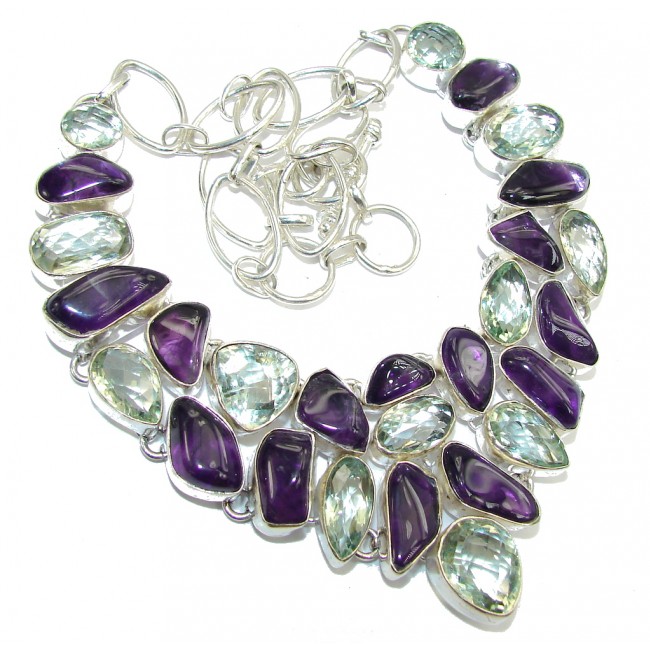 Path Of Life! Green & Purple Amethyst Sterling Silver Necklace