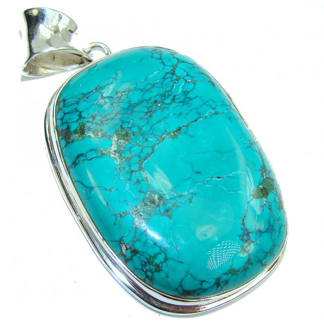 Large! Corrico Lake Blue Turquoise Sterling Silver Pendant