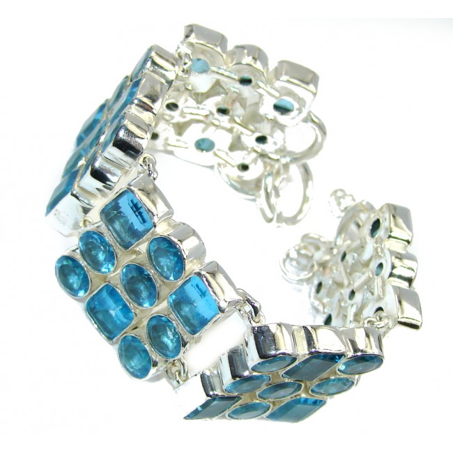 Exotic Style Created Blue Topaz Sterling Silver Bracelet