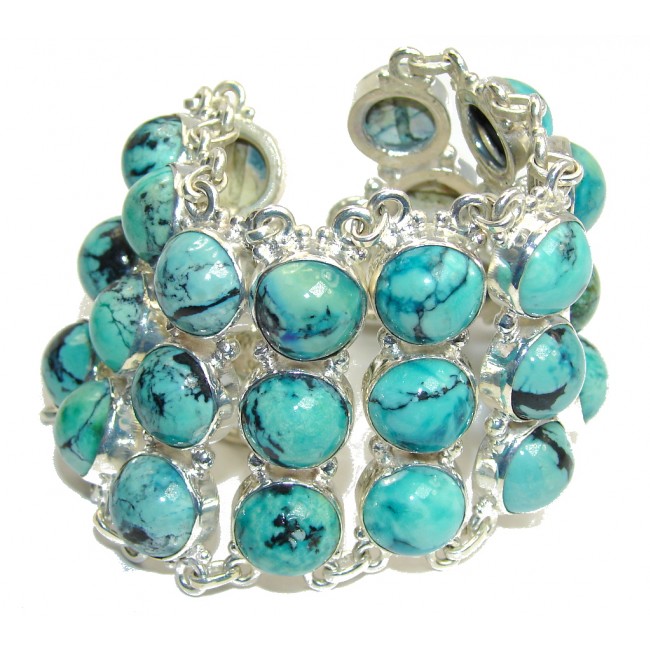 Protection Amulets Blue Turquoise Sterling Silver Bracelet
