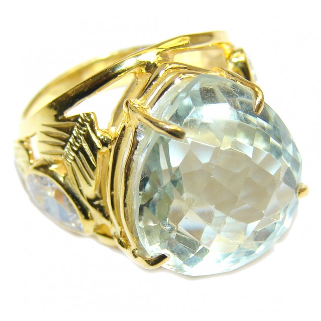 Delicate Green Amethyst Gold Plated Sterling Silver ring s. 7