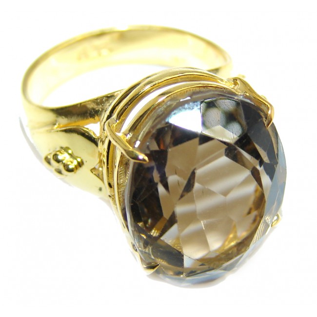 Amazing Genuine Citrine Gold Plated Sterling Silver ring s. 7