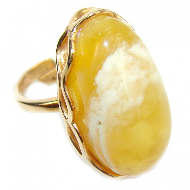 Genuine Butterscotch AAA Baltic Polish Amber Gold Over Sterling Silver Ring s. 6 1/2 adjustable