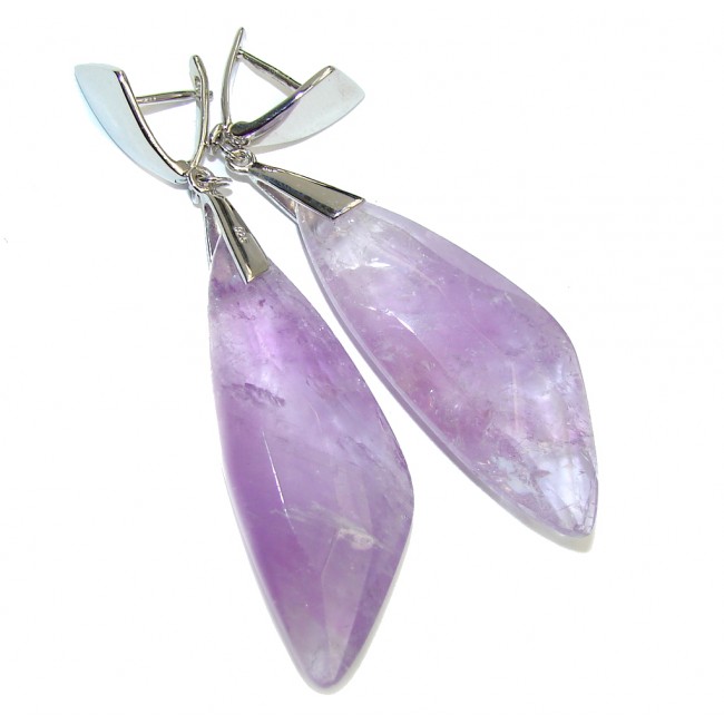 Very long! Lavender Kiss Purple Amethyst Sterling Silver earrings
