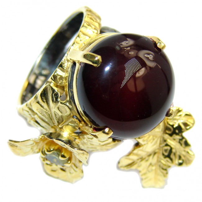 Secret Beauty AAA Black Onyx Gold & Rhodium Plated Sterling Silver ring s. 6