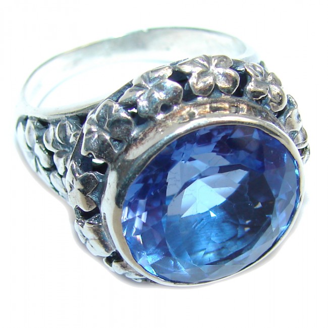 Blue Heaven Topaz Oxydized Sterling Silver Ring s. 8