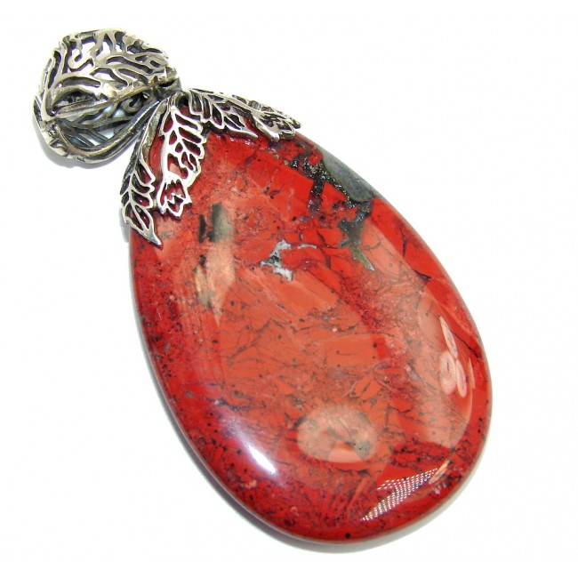 Big! Natural AAA Red Jasper Sterling Silver handcrafted Pendant